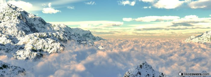 Above the clouds in the snowy mountains Facebook Covers