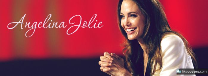 Angelina Jolie Laughing Red Background Facebook Covers