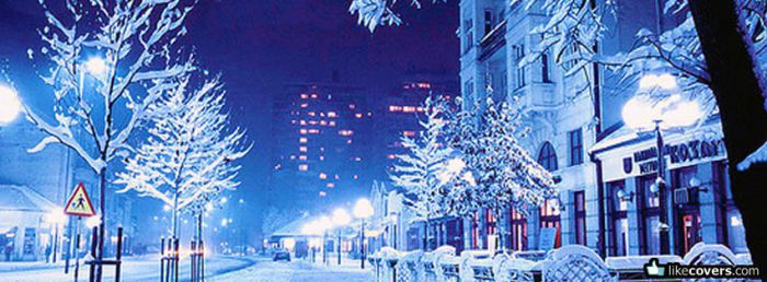 Beautiful winter downtown lights Facebook Covers
