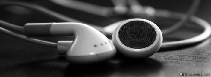 Black and white ipod headphones Facebook Covers