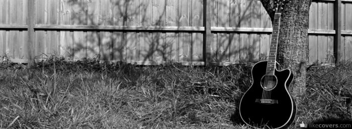 Black guitar black and white picture Facebook Covers