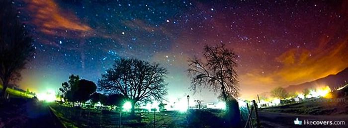 Bright Sky and Colorful Lights at night Facebook Covers