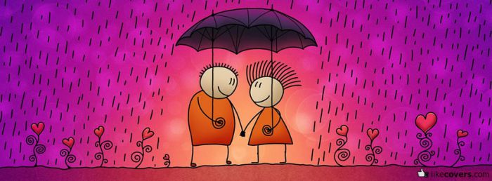 Cartoon Couple under and unbrella