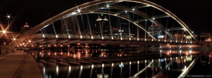 City Night Bridge Lights  Facebook Covers