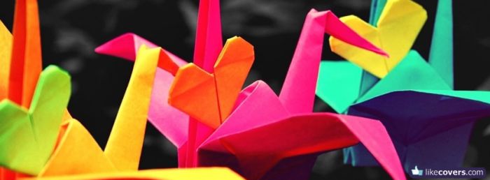 Colorful Paper Cranes Facebook Covers