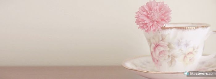 Cute pink tea cup Facebook Covers