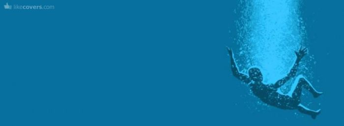 Falling into the blue ocean drawing Facebook Covers
