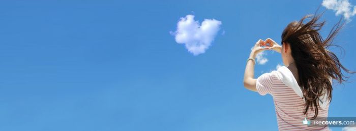 Girl making heart with hands Heart Cloud Facebook Covers
