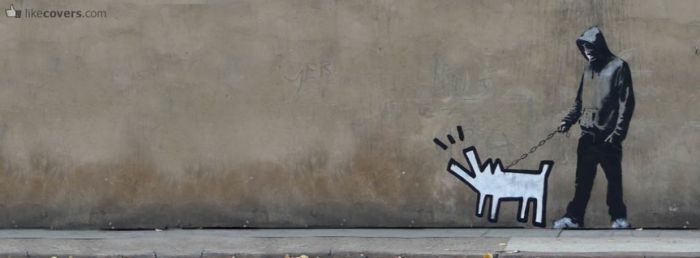 Graffiti art walking the dog Facebook Covers
