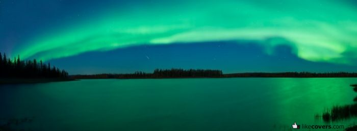 Green aurora and blue sky Facebook Covers