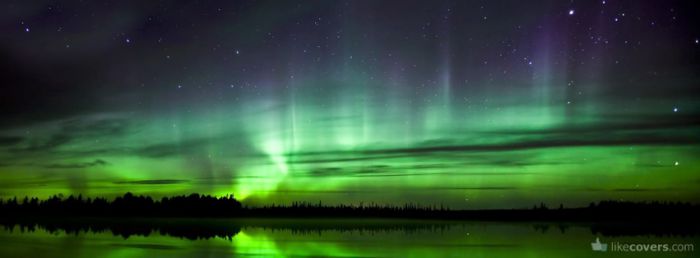 Green Northern Lights over the lake
