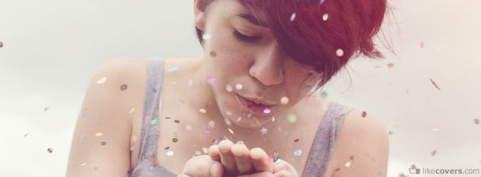 Gril Blowing confetti Facebook Covers