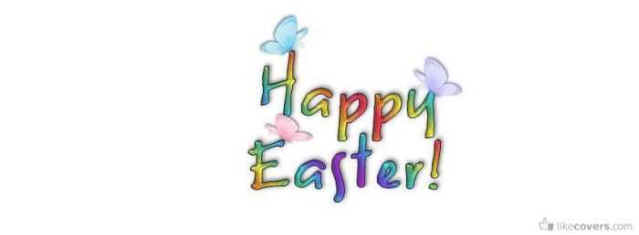 Happy easter colorful text and butterflies