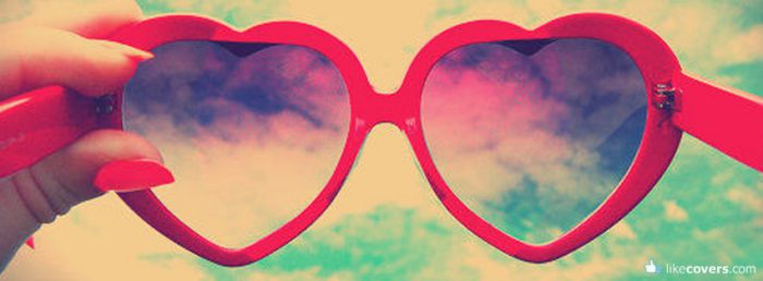 Heart glasses in the sky girly Facebook Covers