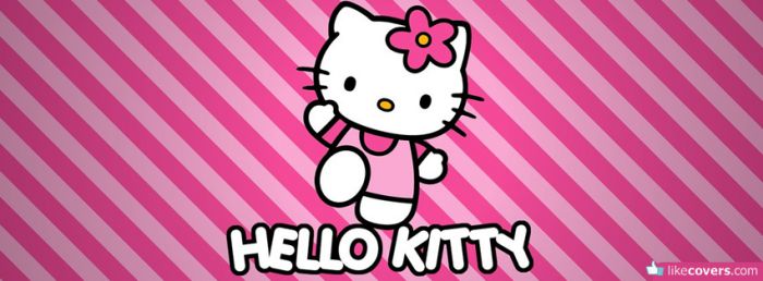 Hello kitty with pink stripes Facebook Covers