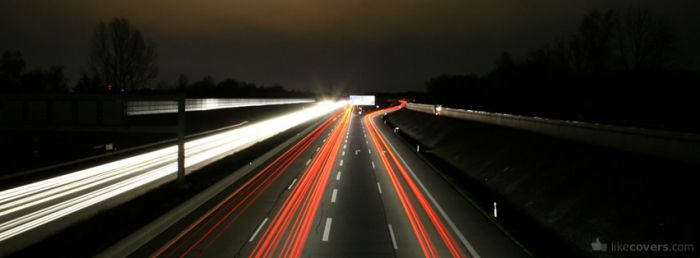 Highway at night blurred car lights