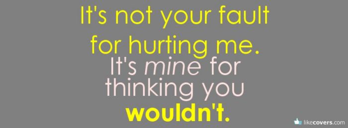Its not your fault for hurting me Facebook Covers