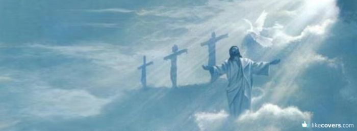 Jesus on the clouds and calvary Facebook Covers