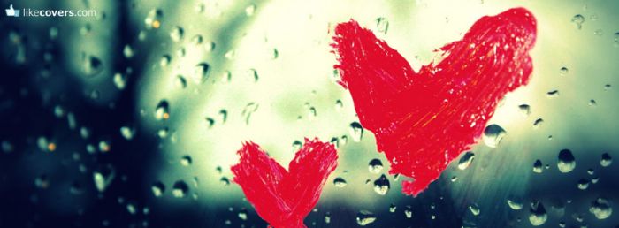 Lipstick Heart drawing on glass Facebook Covers