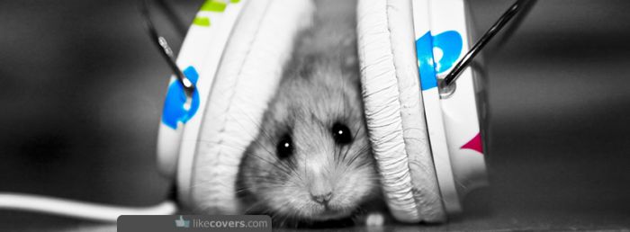 Little mouse listening to headphones Facebook Covers