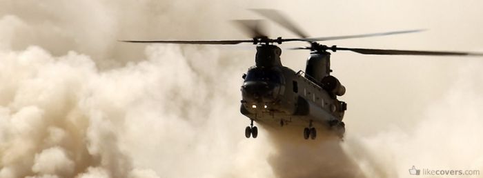 Military Helicopter in Sand Storm Facebook Covers