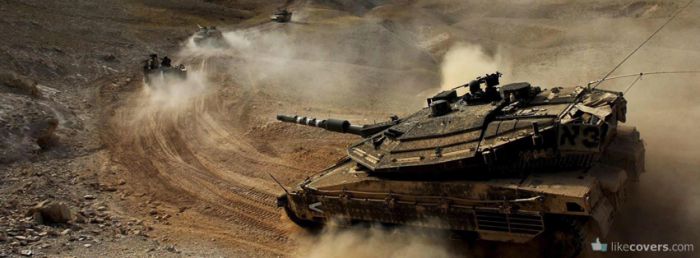 Military Tank in Desert Facebook Covers