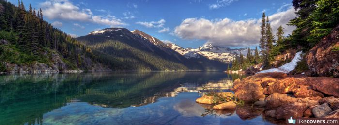 Mountains on a lake reflection Facebook Covers
