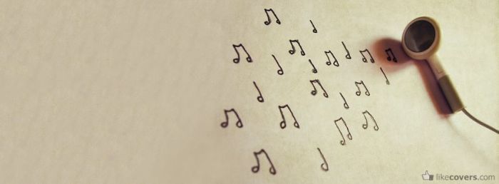 Music coming out of headphones Facebook Covers