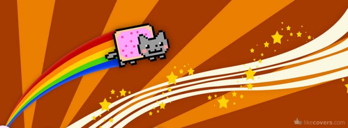 Nyan Cat Orange Background Facebook Covers