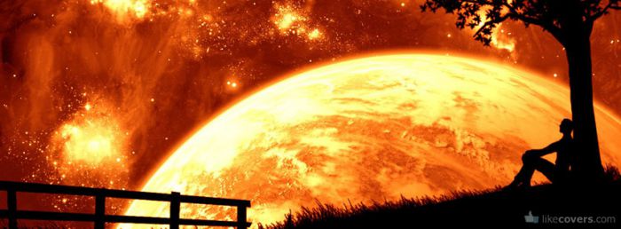 Orange planet and sky Facebook Covers