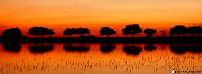 Orange sky and oragne reflection africa
