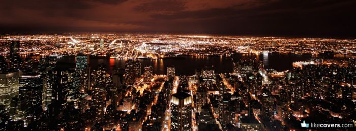 Overlooking Bright City Lights at night Facebook Covers