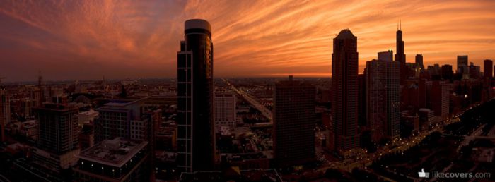 Panorama of a city sunset