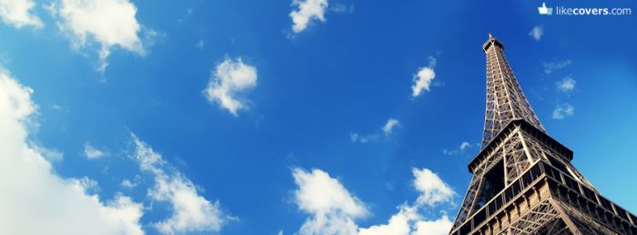 Paris Eiffel Tower Blue sky and clouds Facebook Covers