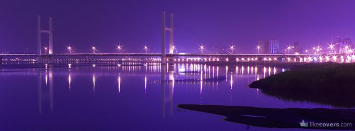Purple Night River Bridge Facebook Covers