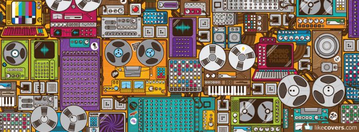Retro Music Tapes Coloful Facebook Covers