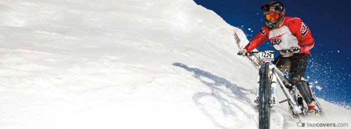 Riding mountain bike in the snow Facebook Covers