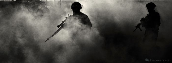 Sniper Soldier walking out of the dark dust