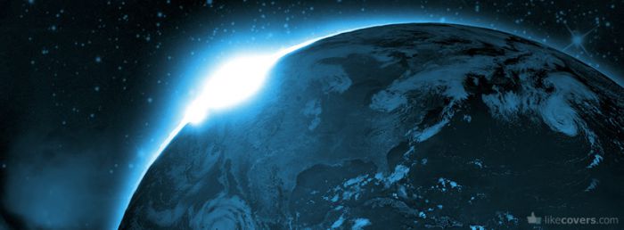 Sun peaking behind the earth in space Facebook Covers