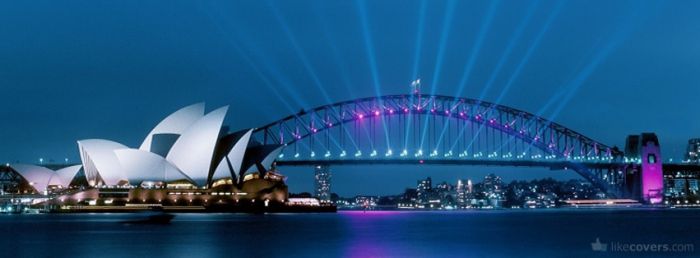 Sydney Australia light show from bridge Facebook Covers
