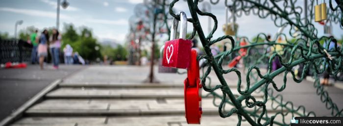 Two red love locks Facebook Covers