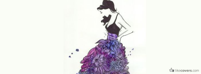 Water painting of a girl with a purple dress Facebook Covers