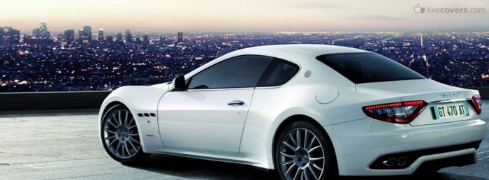 White Maserati City Background Facebook Covers